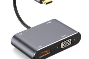 Adapter Type C na HDMI VGA PD USB3.0 4 u 1 sivi