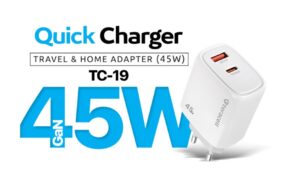Kucni punjac Teracell Evolution TC-19, GAN, QC, PD Fast charging 45W sa PD type C kablom beli CE