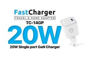 Kucni punjac Teracell Evolution TC-14GP, GaN, PD 3.0, 20W sa PD iPhone lightning kablom beli CE