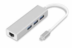 Adapter Type C na 3 USB 3.0 + RJ45 Gb JWD-T5 srebrni