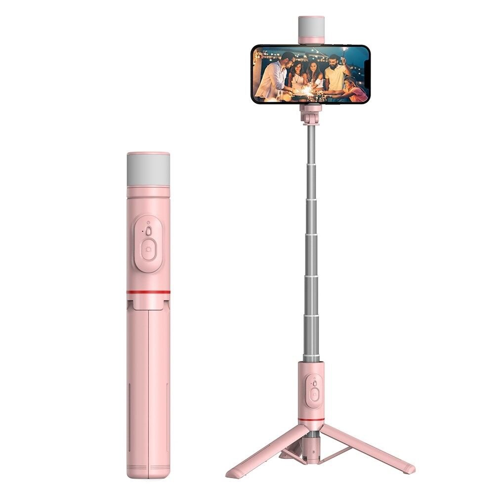 90a98de5-aede-43e1-b03a-4694212e317b-selfie-stick-q12s-tripod-pink-203258-309702_w1000 Selfie stick Q12S + tripod pink - Slika 1