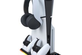 HA8008  EL RGB multifunkcionalni punjac i cooler za PS5 konzolu crni