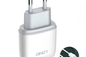 Kucni punjac LDNIO A1209Q QC3.0, 18W sa iPhone lightning kablom beli