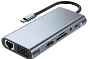 Adapter Type C na LAN Gb, SD card, TF, Type C, 3xUSB 3.0, Audio, HDMI i VGA 10 u 1 20cm kabl